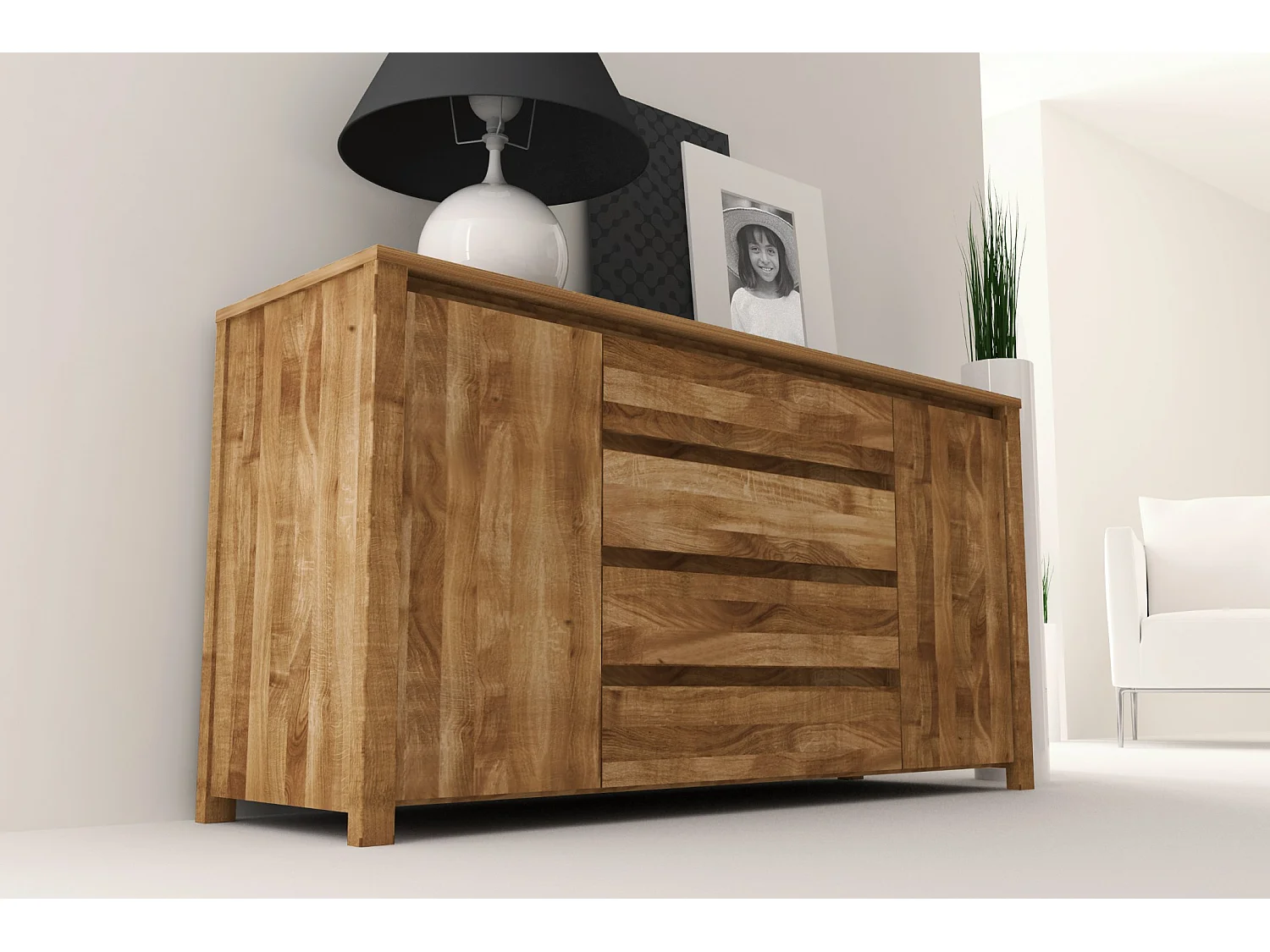 VINCI - Kommode 100% aus massivem Holz aus Wildeiche, naturgeölt