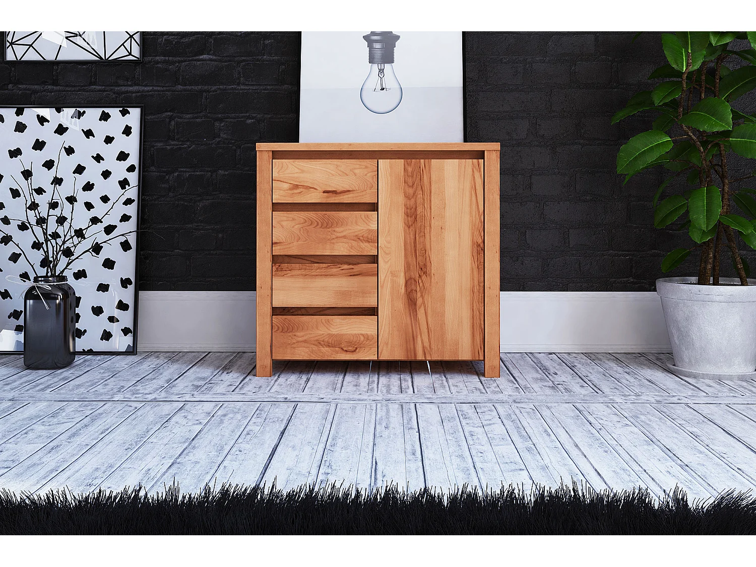 VINCI - Kommode 100% aus massivem Holz aus Kernbuche, naturgeölt