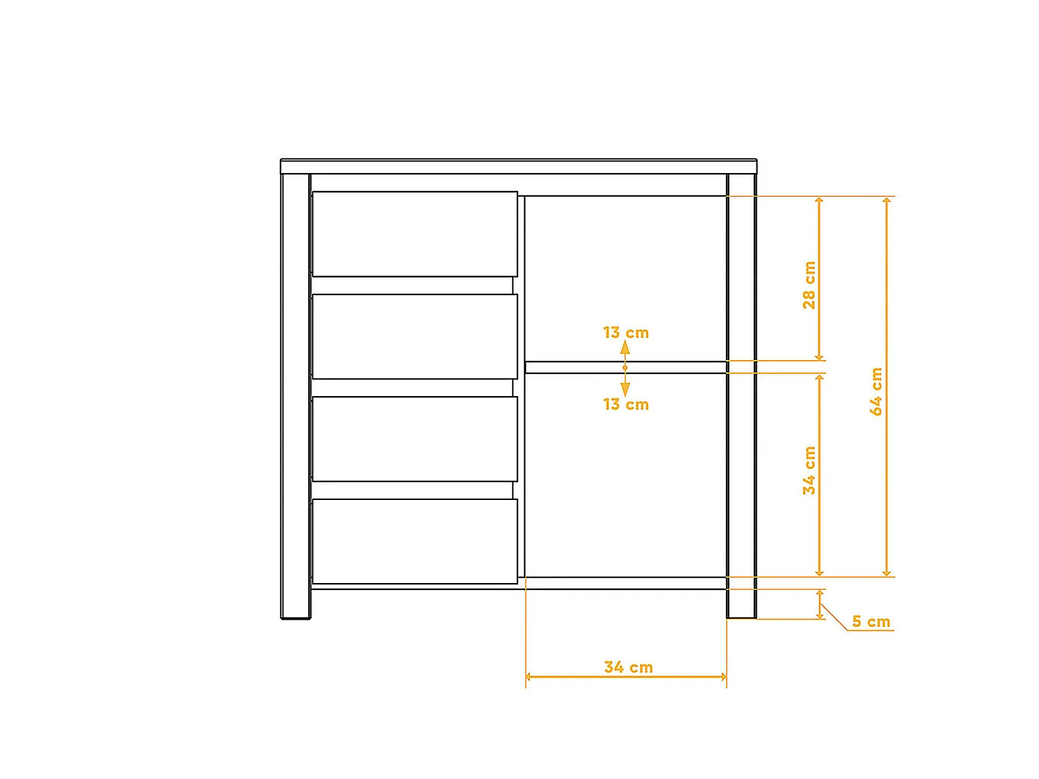 VINCI - Kommode 100% aus massivem Holz aus Kernbuche, naturgeölt