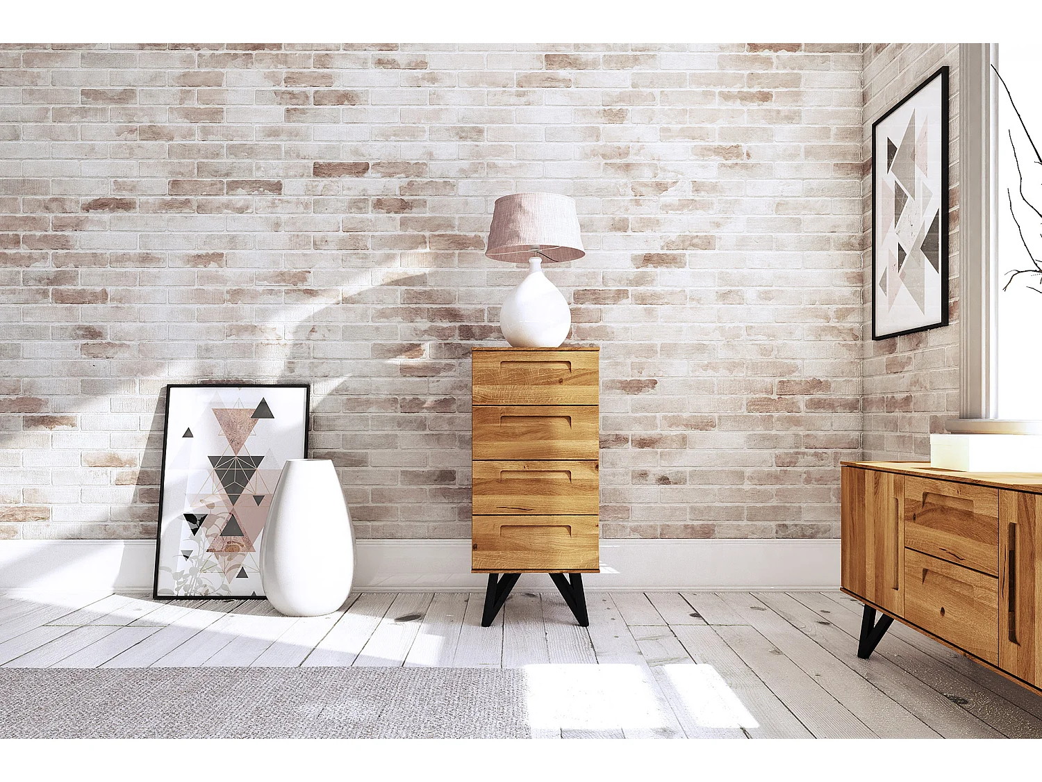 GOLO - Kommode 100% aus massivem Holz aus Wildeiche, naturgeölt