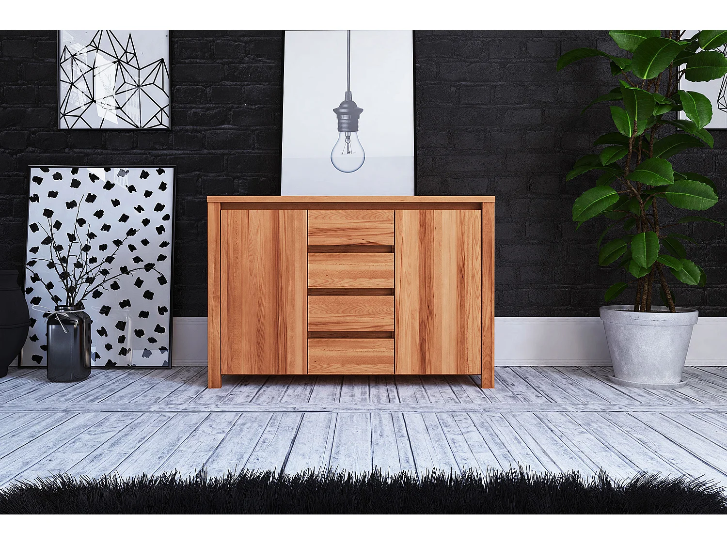 VINCI - Kommode 100% aus massivem Holz aus Kernbuche, naturgeölt