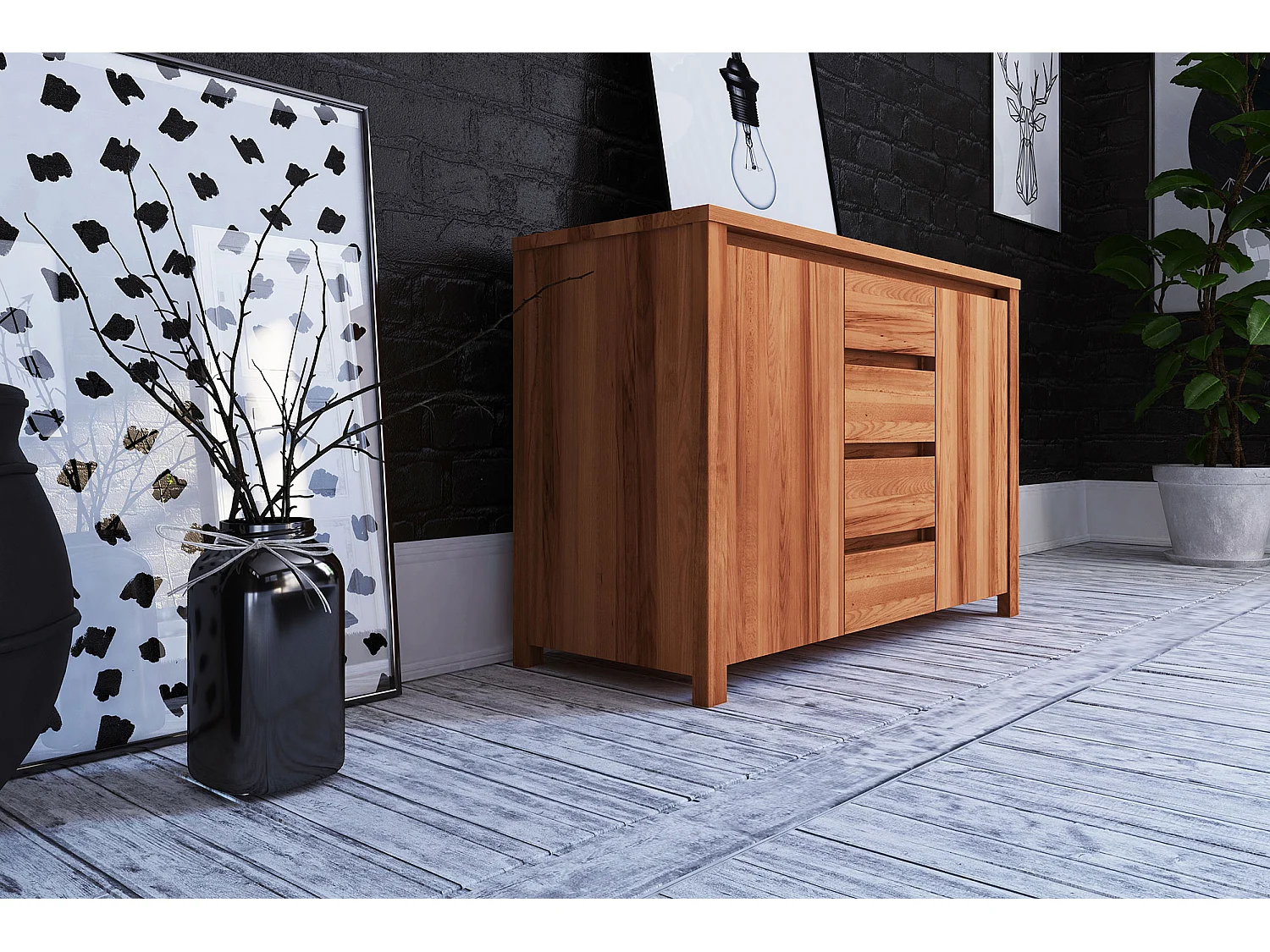 VINCI - Kommode 100% aus massivem Holz aus Kernbuche, naturgeölt