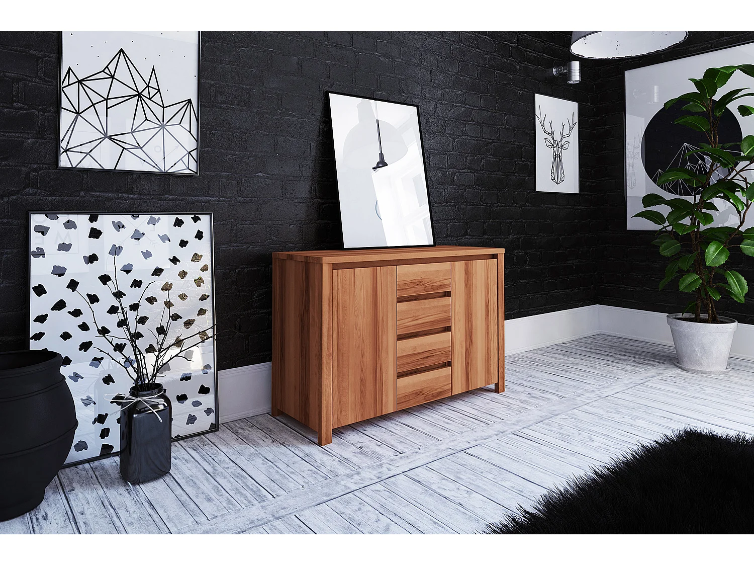 VINCI - Kommode 100% aus massivem Holz aus Kernbuche, naturgeölt