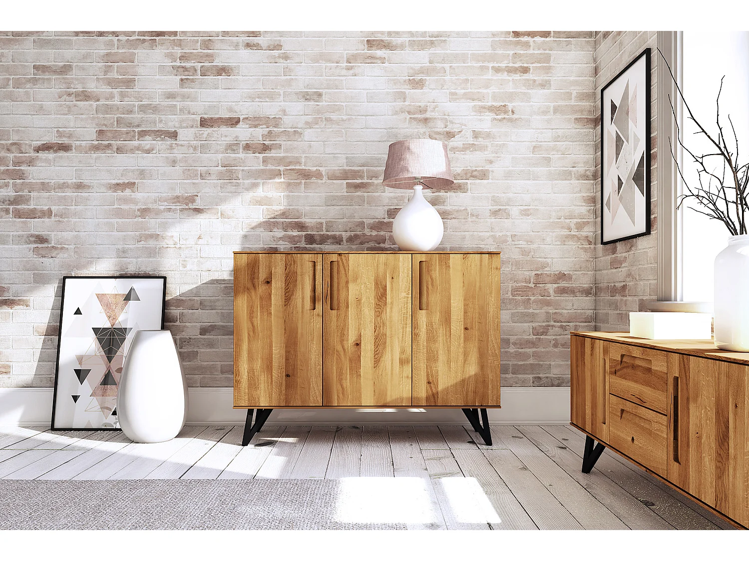 GOLO - Kommode 100% aus massivem Holz aus Wildeiche, naturgeölt