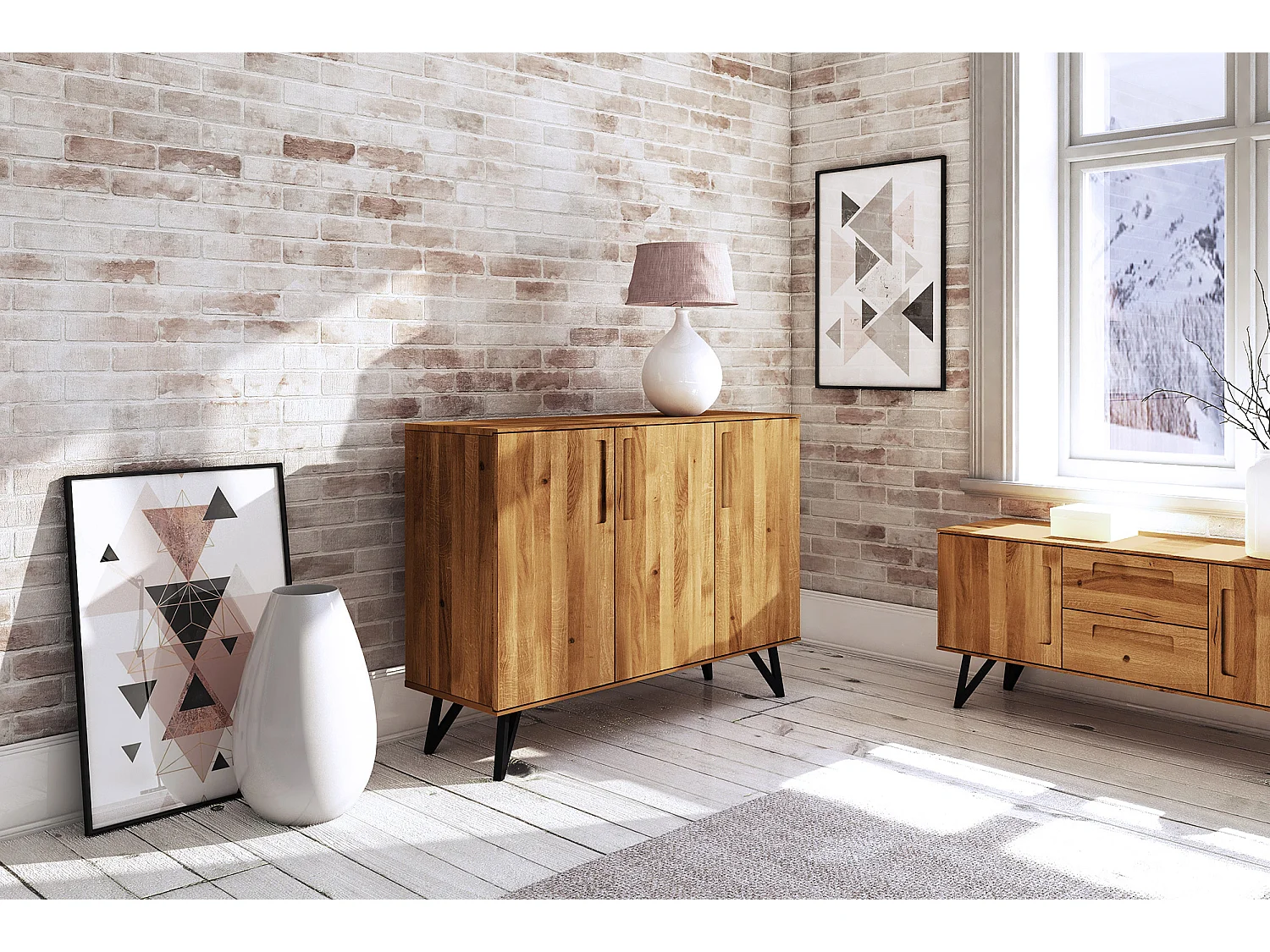 GOLO - Kommode 100% aus massivem Holz aus Wildeiche, naturgeölt