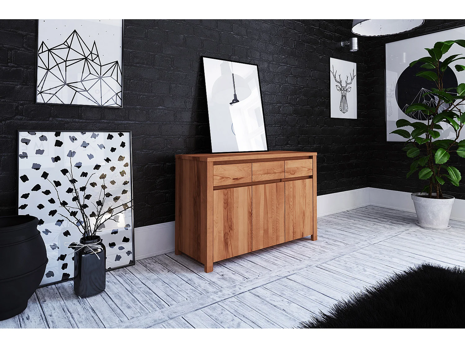 VINCI - Kommode 100% aus massivem Holz aus Kernbuche, naturgeölt