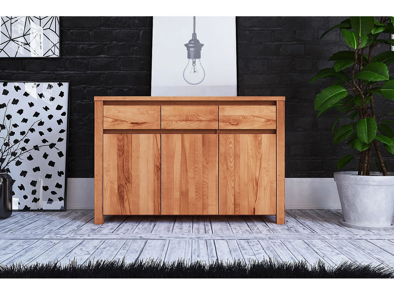 VINCI - Kommode 100% aus massivem Holz aus Kernbuche, naturgeölt