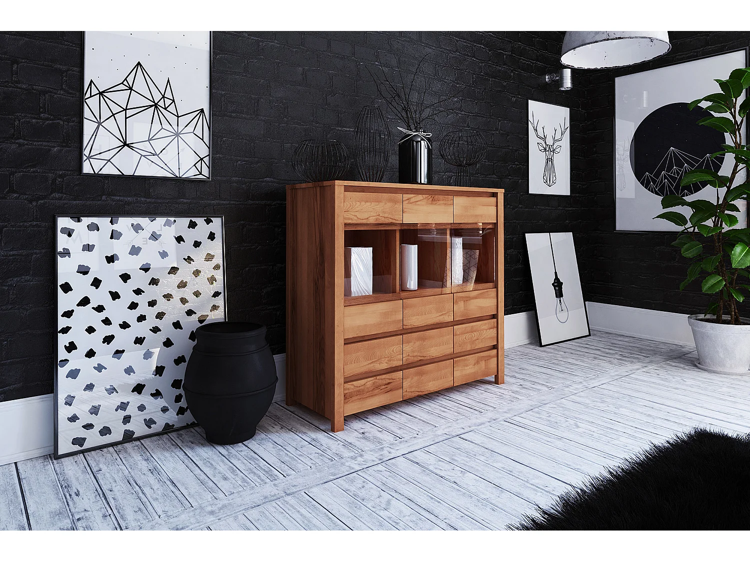 VINCI - Anrichte 100% aus massivem Holz aus Kernbuche, naturgeölt