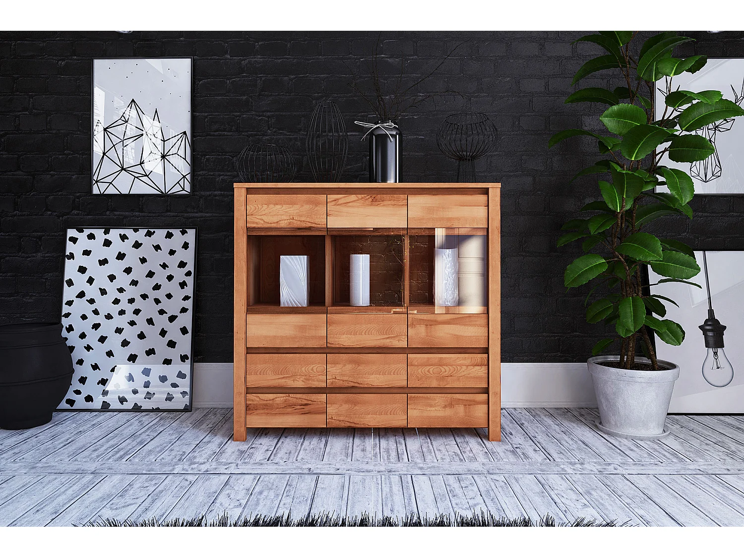 VINCI - Anrichte 100% aus massivem Holz aus Kernbuche, naturgeölt