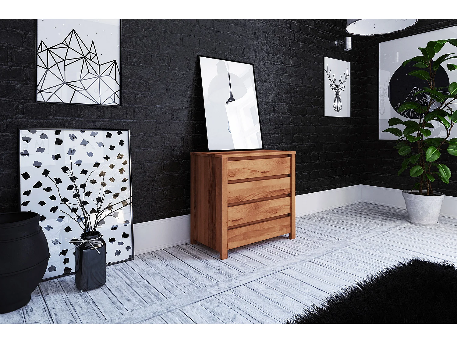 VINCI - Commode 100% en bois massif de cœur de hêtre, finition à l'huile naturelle