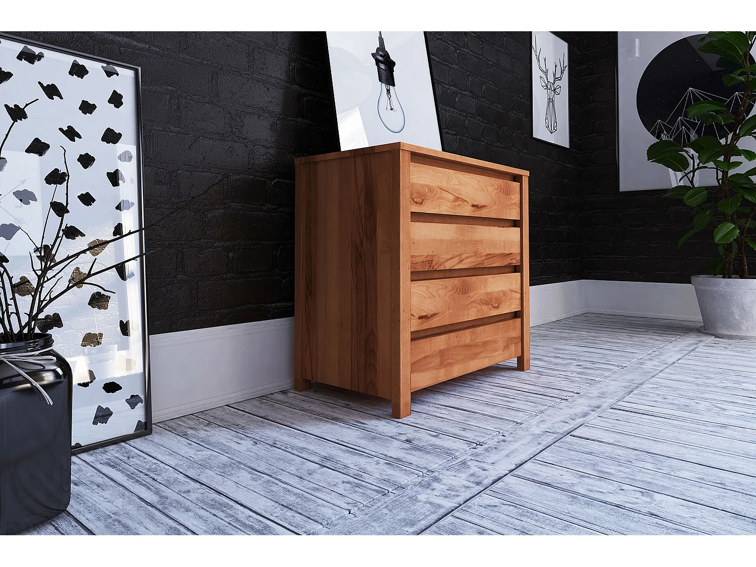 VINCI - Commode 100% en bois massif de cœur de hêtre, finition à l'huile naturelle