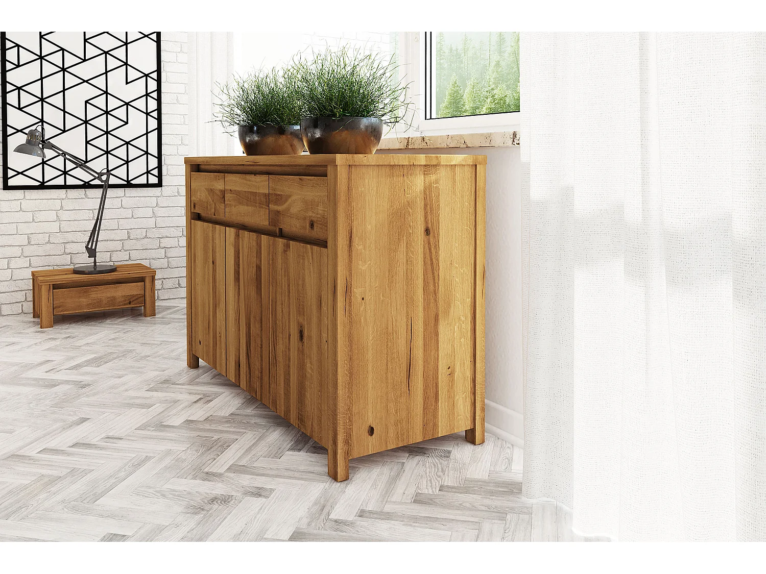 VINCI - Kommode 100% aus massivem Holz aus Wildeiche, naturgeölt