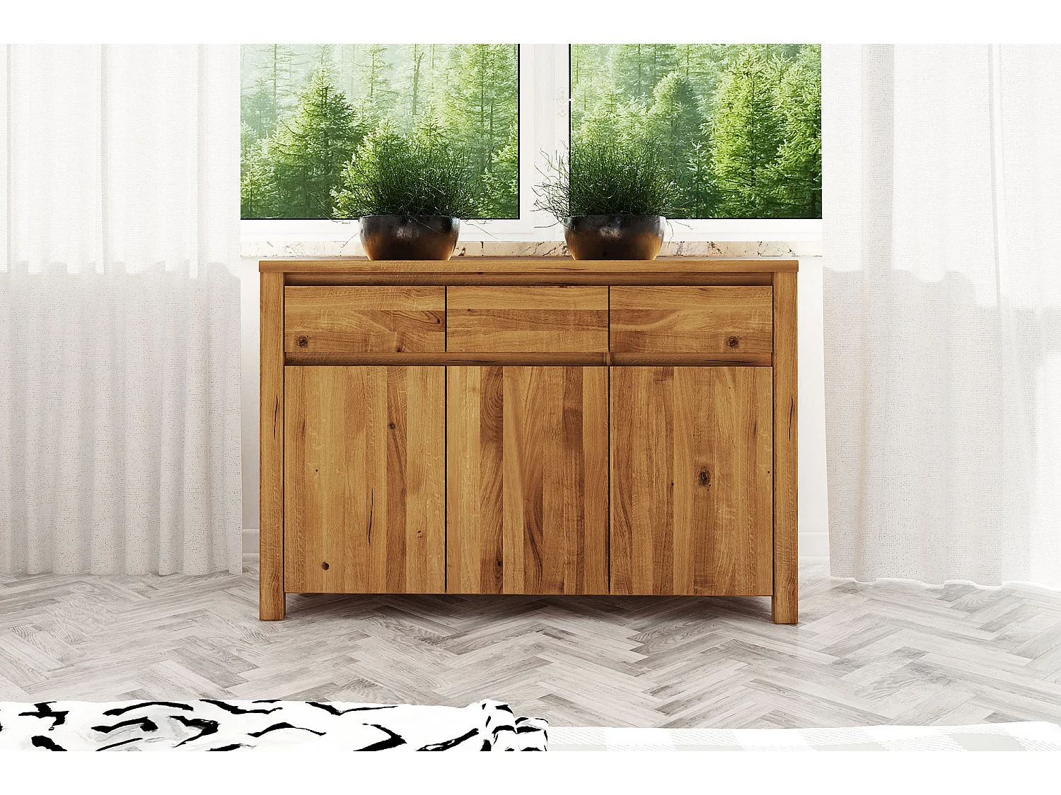 VINCI - Kommode 100% aus massivem Holz aus Wildeiche, naturgeölt