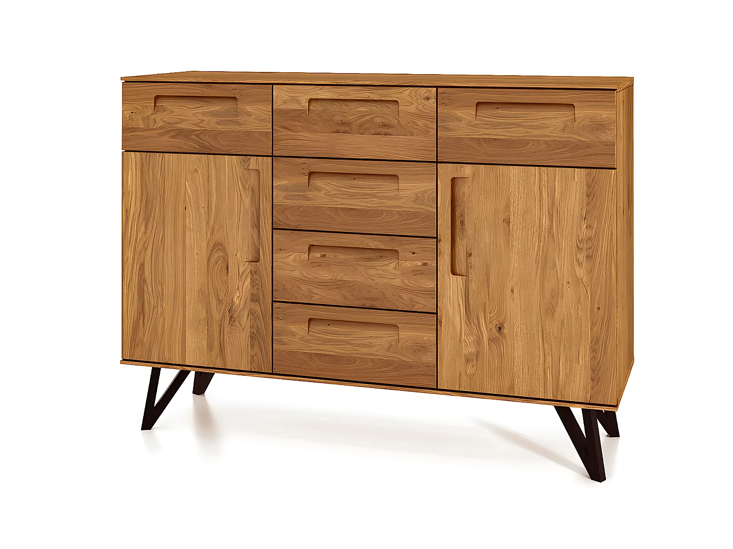 GOLO - Kommode 100% aus massivem Holz aus Wildeiche, naturgeölt