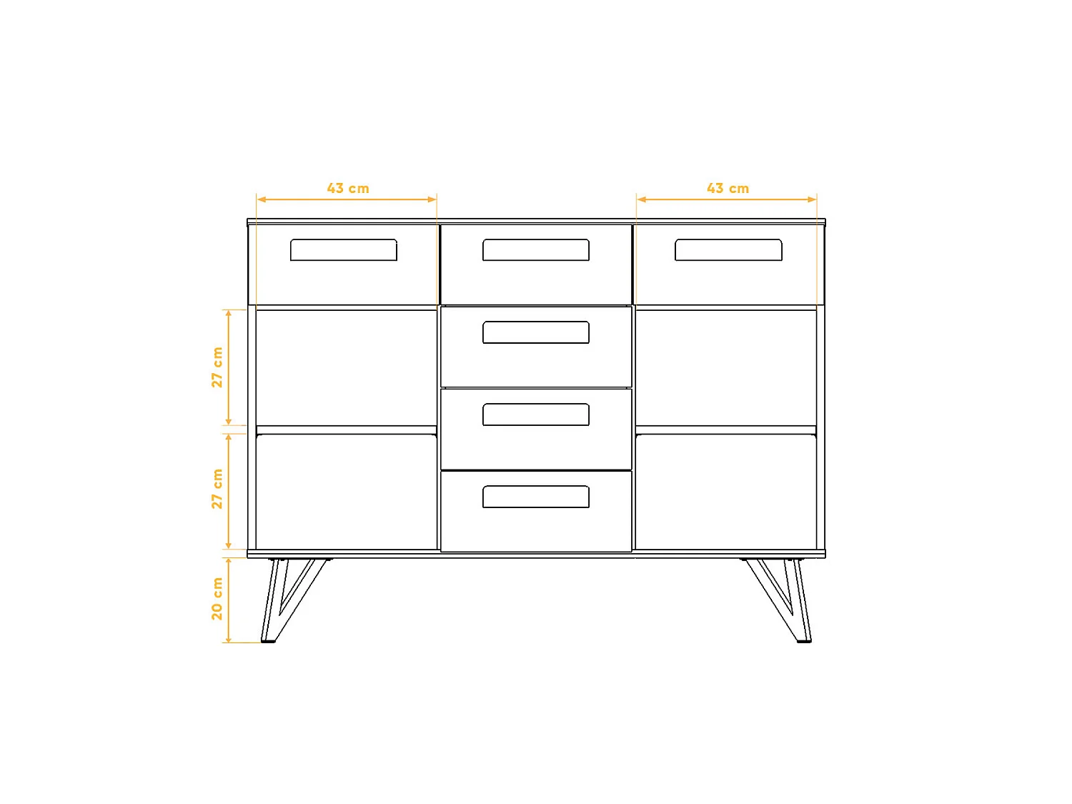 GOLO - Kommode 100% aus massivem Holz aus Wildeiche, naturgeölt