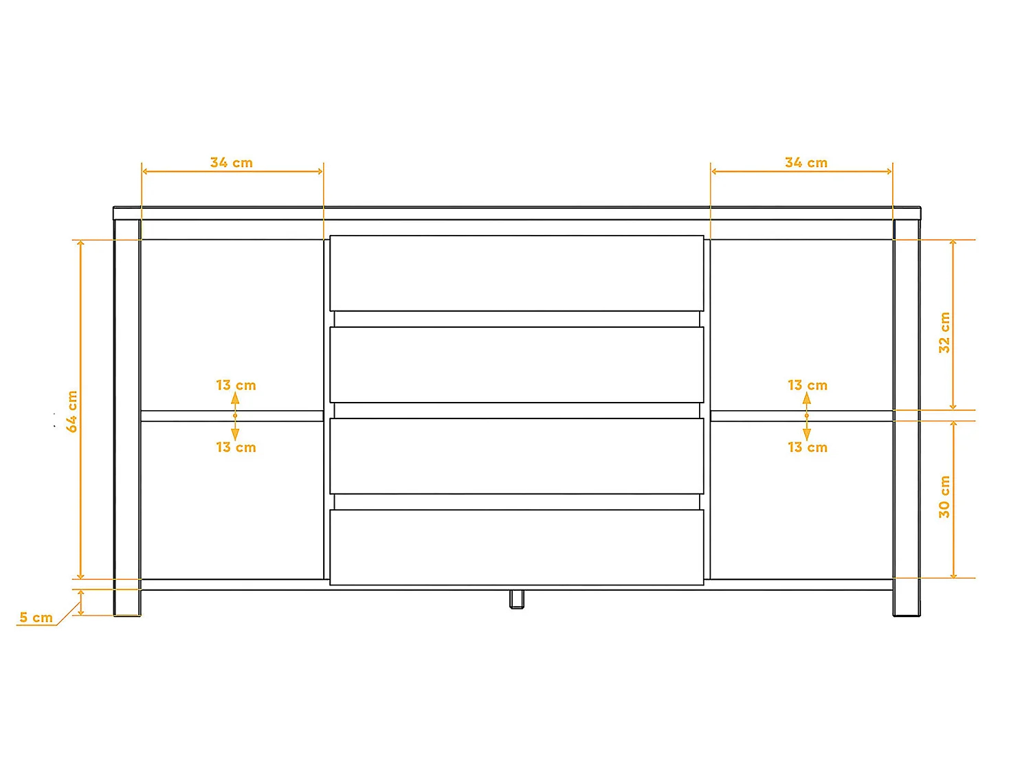 VINCI - Kommode 100% aus massivem Holz aus Kernbuche, naturgeölt