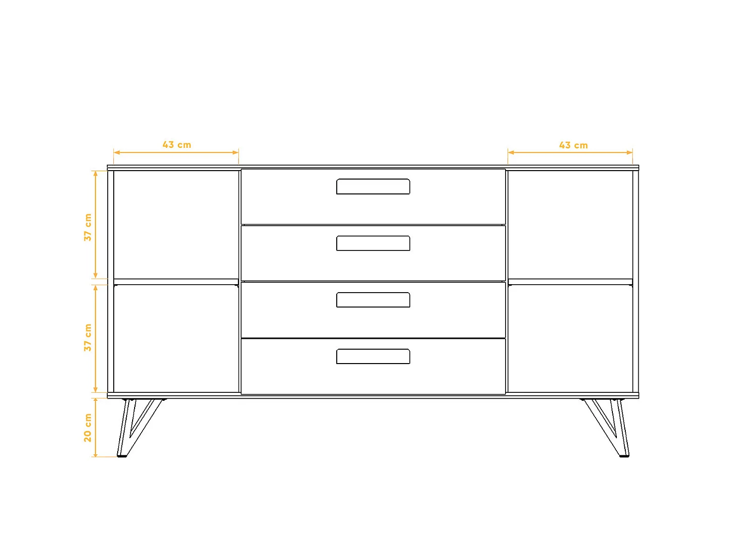 GOLO - Commode 100% en bois massif de chêne sauvage, huilé naturel