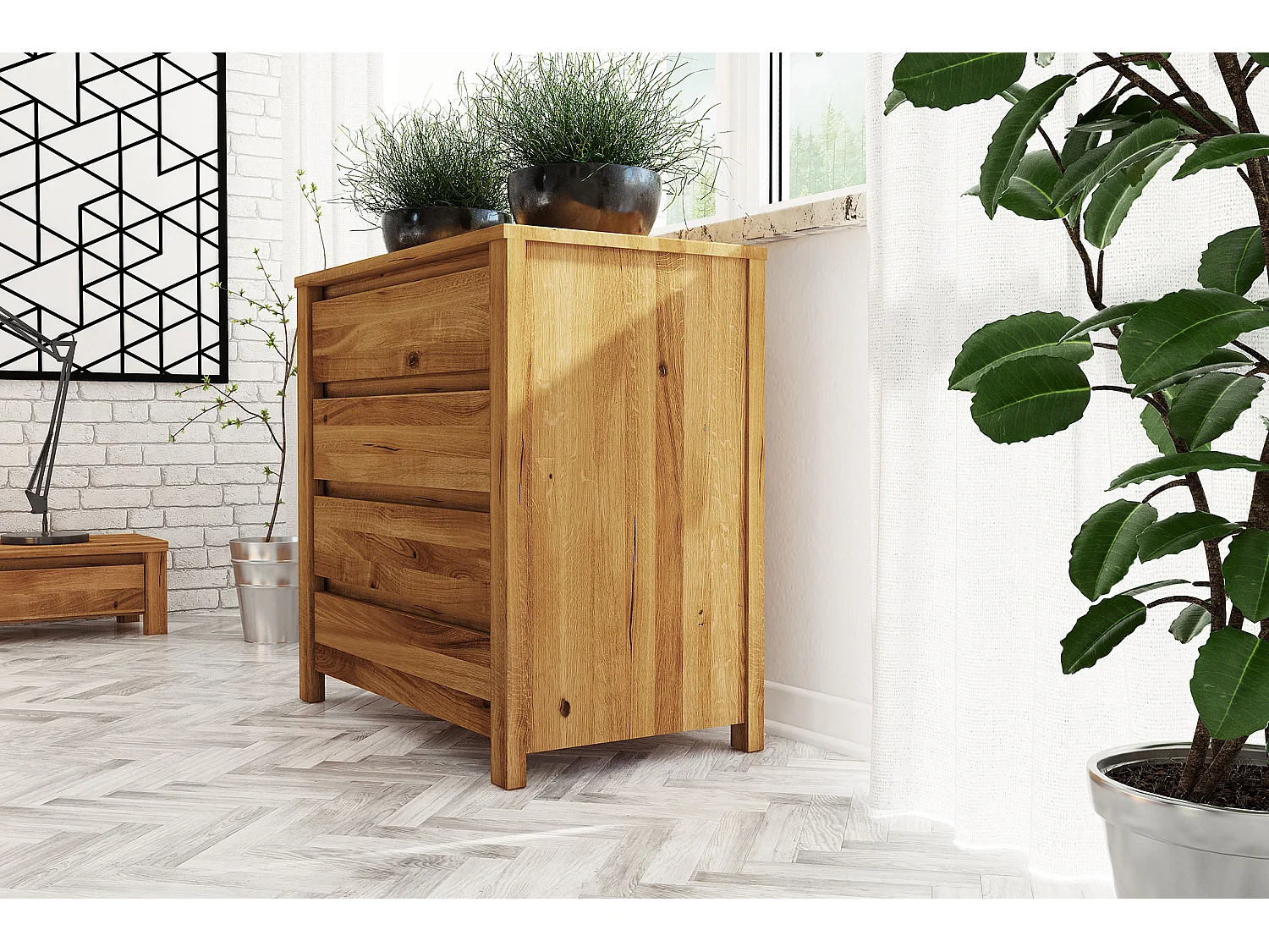 VINCI - Kommode 100% aus massivem Holz aus Wildeiche, naturgeölt