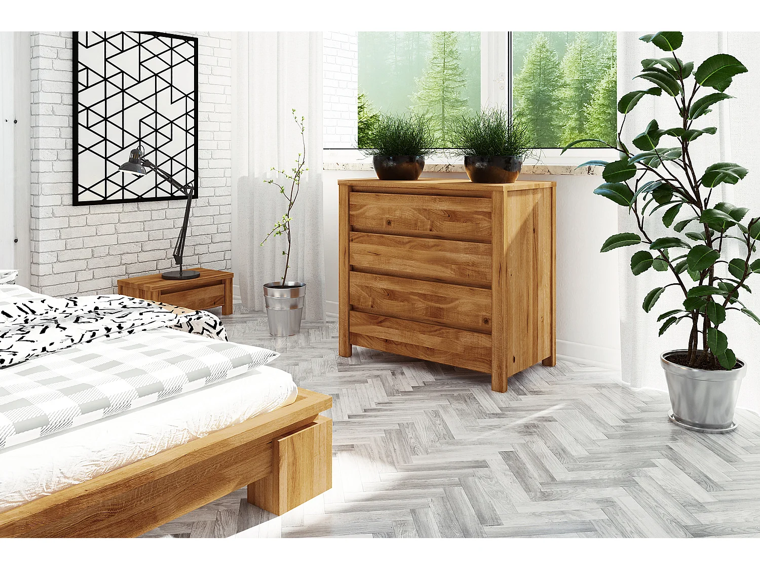 VINCI - Kommode 100% aus massivem Holz aus Wildeiche, naturgeölt