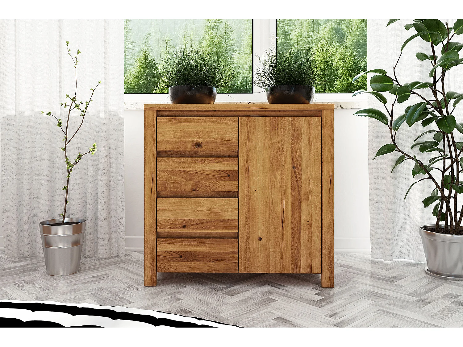 VINCI - Kommode 100% aus massivem Holz aus Wildeiche, naturgeölt