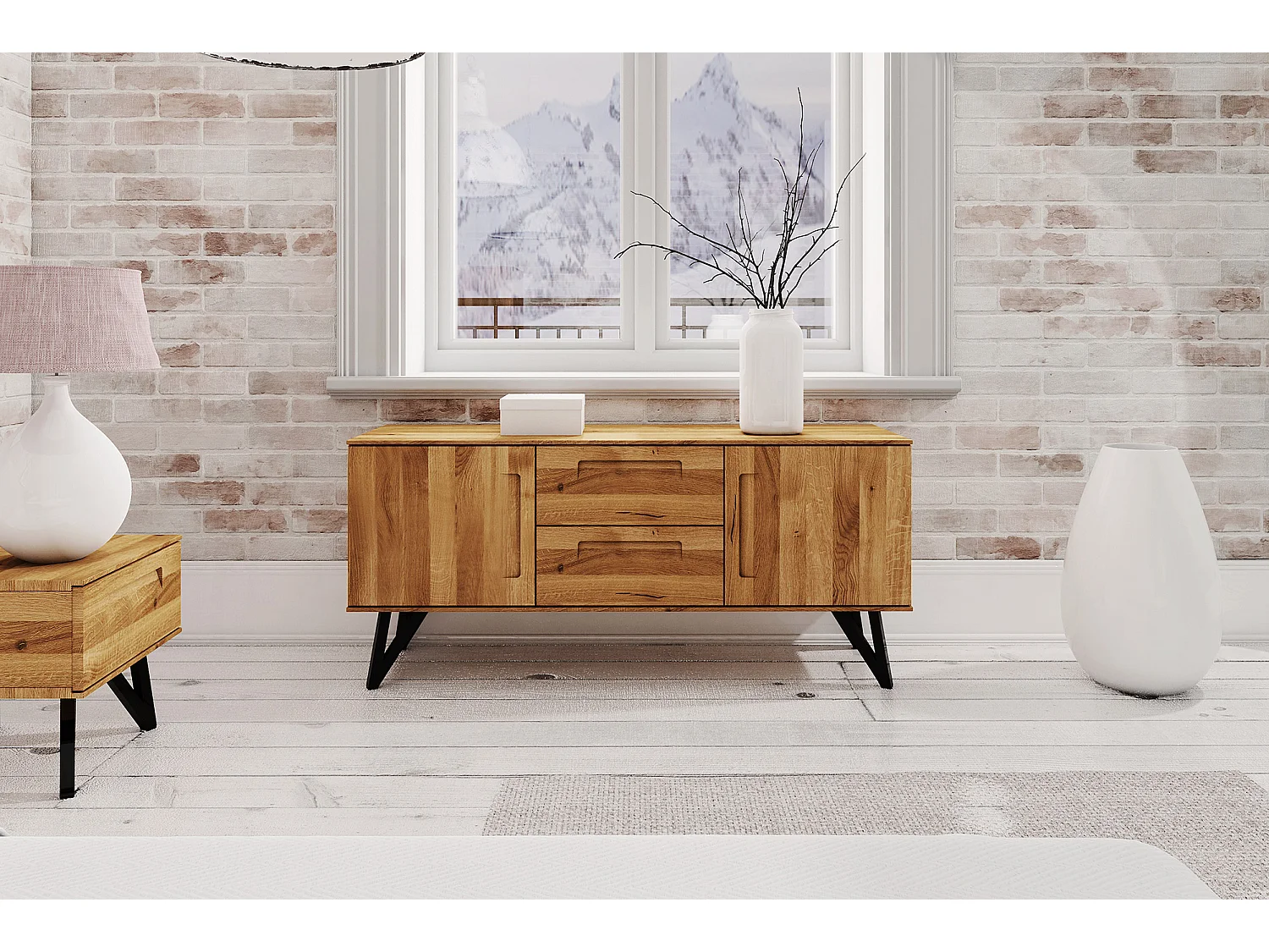 GOLO - Kommode 100% aus massivem Holz aus Wildeiche, naturgeölt