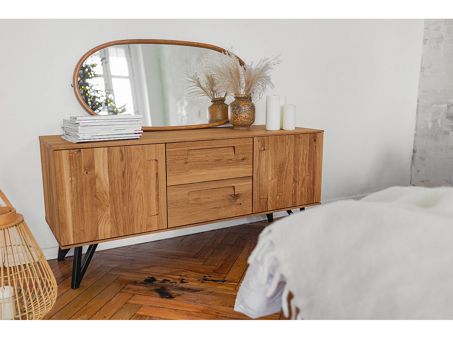 GOLO - Kommode 100% aus massivem Holz aus Wildeiche, naturgeölt