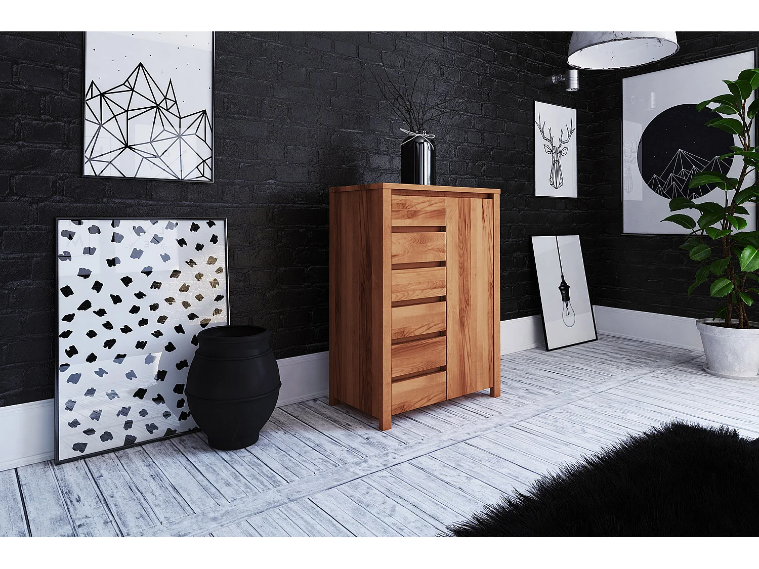 VINCI - Kommode 100% aus massivem Holz aus Kernbuche, naturgeölt