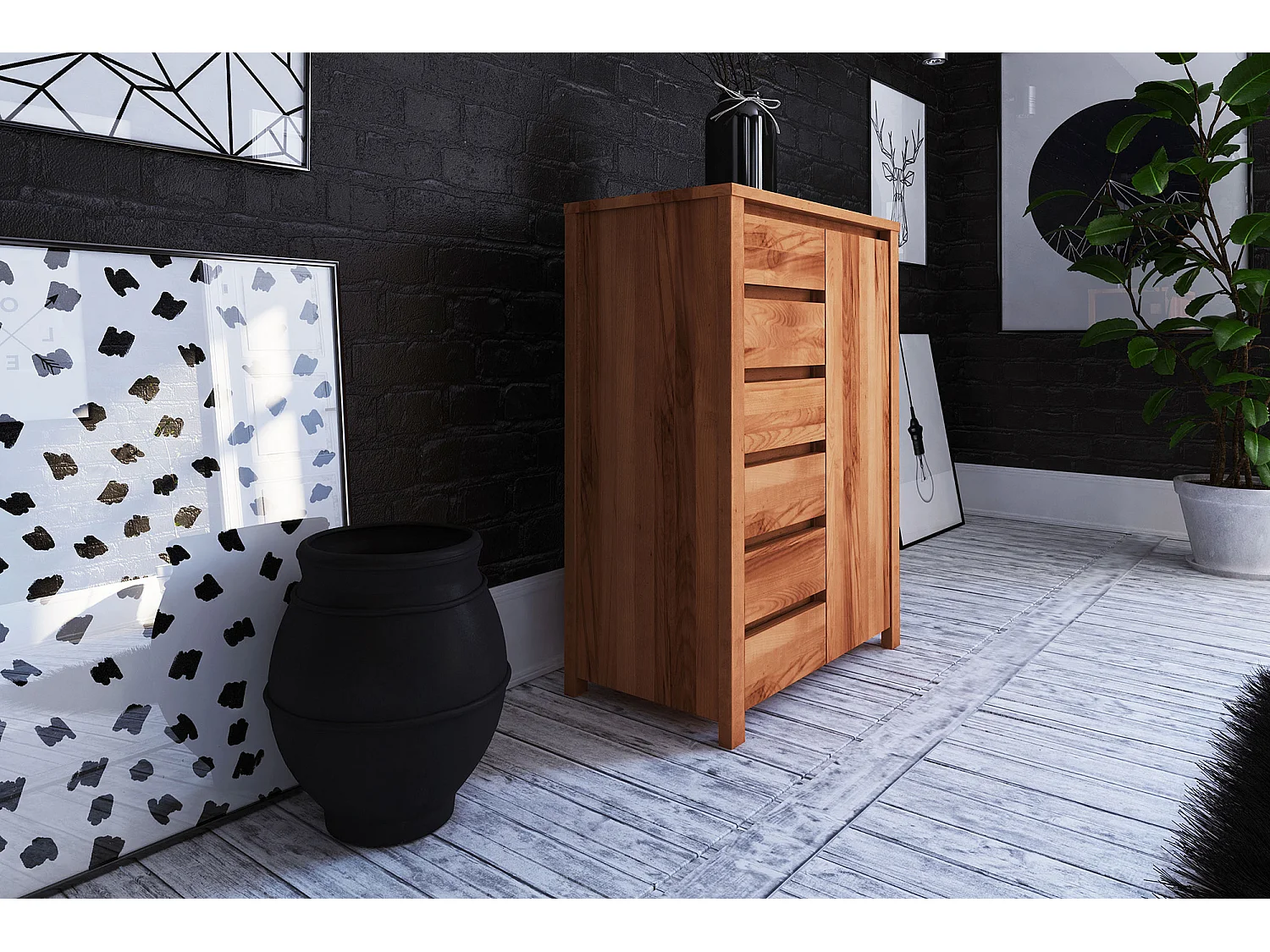 VINCI - Kommode 100% aus massivem Holz aus Kernbuche, naturgeölt