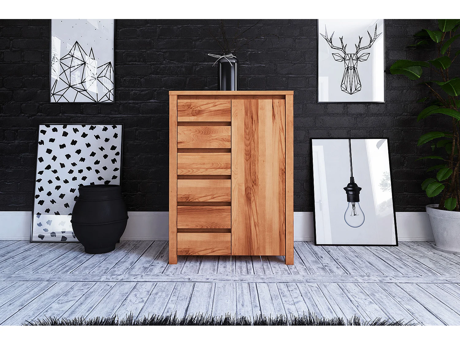 VINCI - Kommode 100% aus massivem Holz aus Kernbuche, naturgeölt