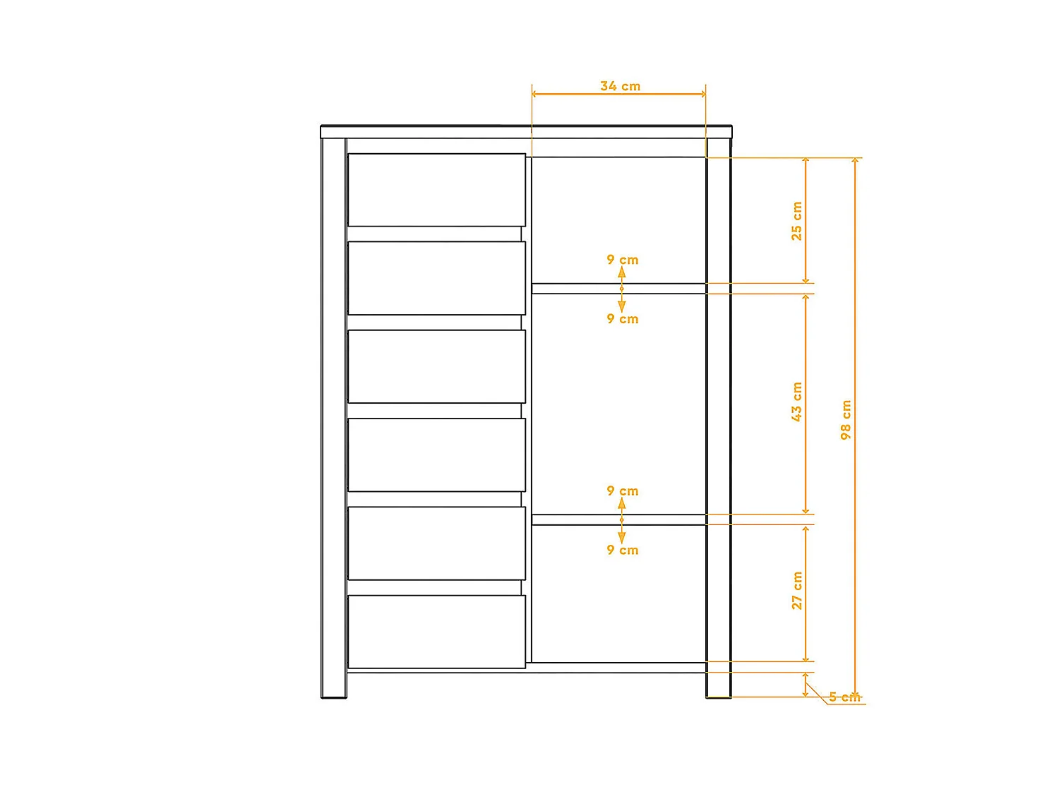 VINCI - Kommode 100% aus massivem Holz aus Kernbuche, naturgeölt