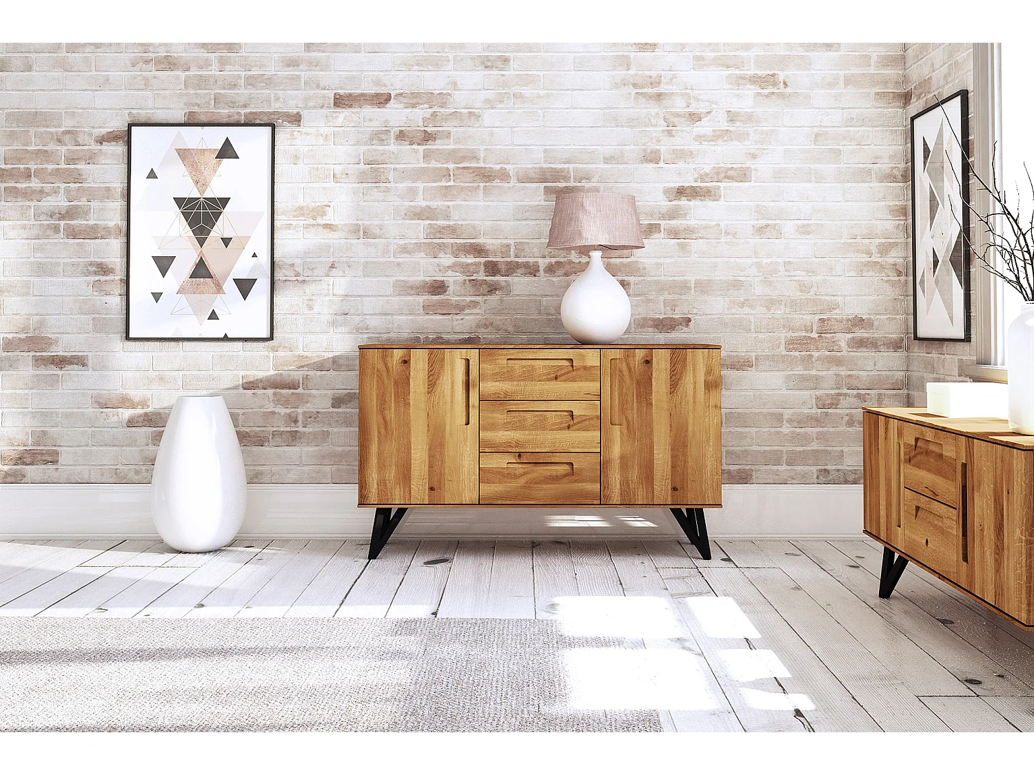 GOLO - Kommode 100% aus massivem Holz aus Wildeiche, naturgeölt