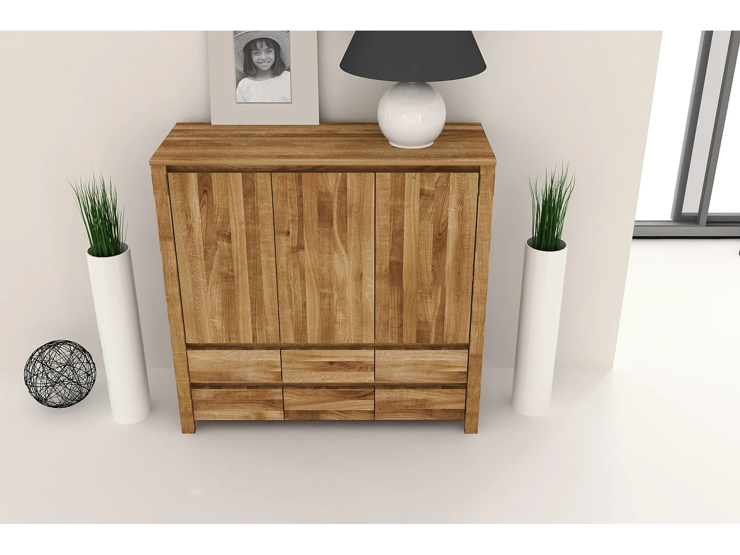 VINCI - Kommode 100% aus massivem Holz aus Wildeiche, naturgeölt