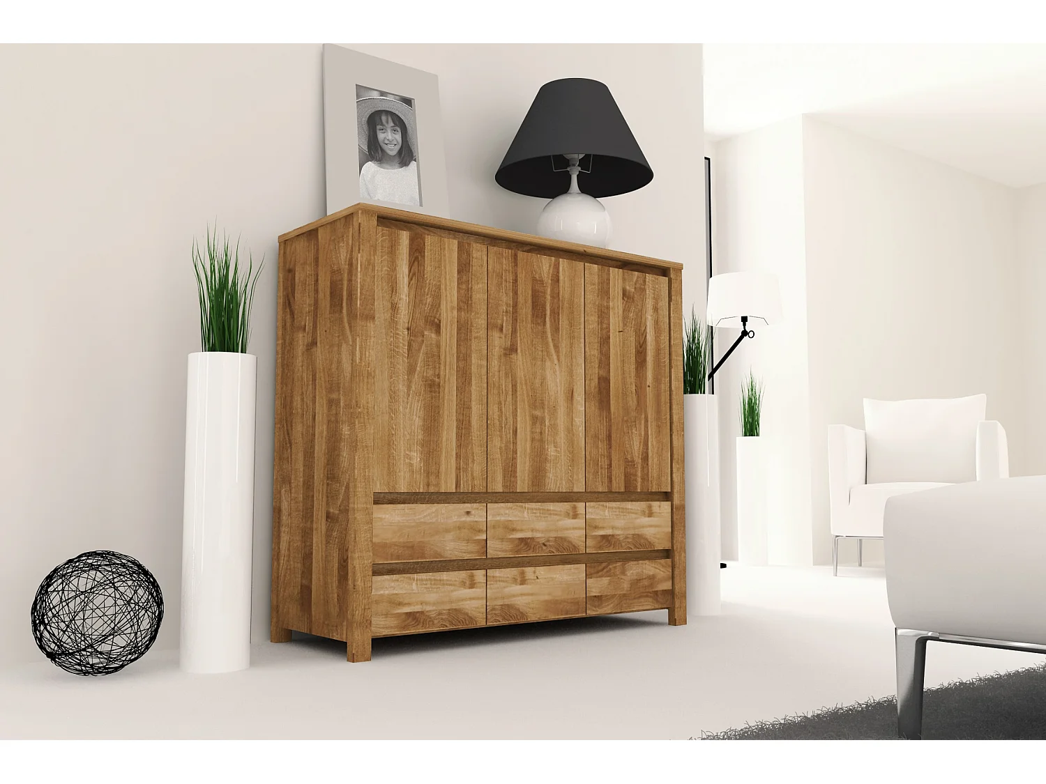 VINCI - Kommode 100% aus massivem Holz aus Wildeiche, naturgeölt