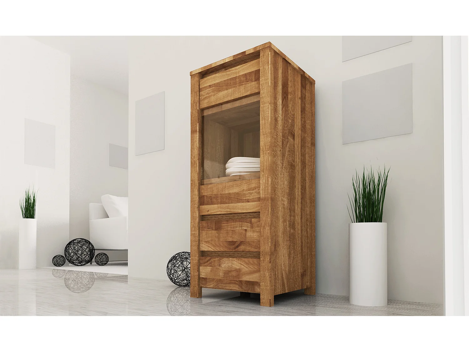 VINCI - Anrichte 100% aus massivem Holz aus Wildeiche, naturgeölt