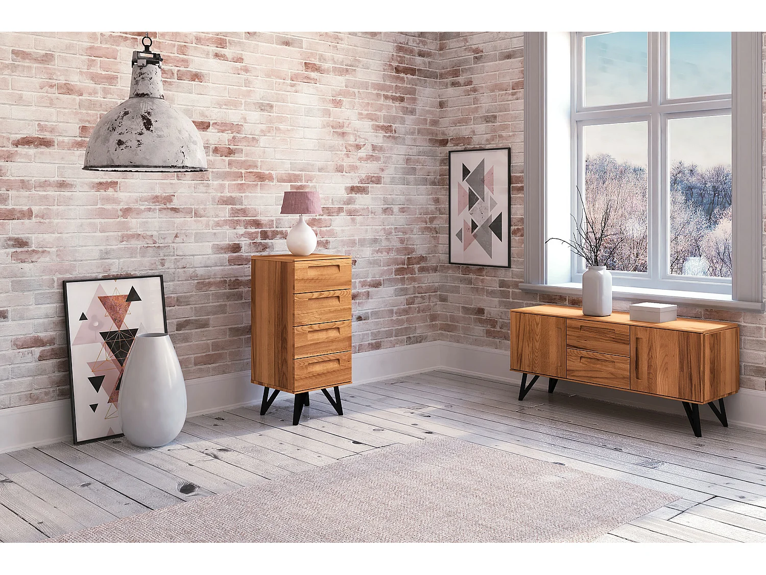 GOLO - Kommode 100% aus massivem Holz aus Kernbuche, naturgeölt