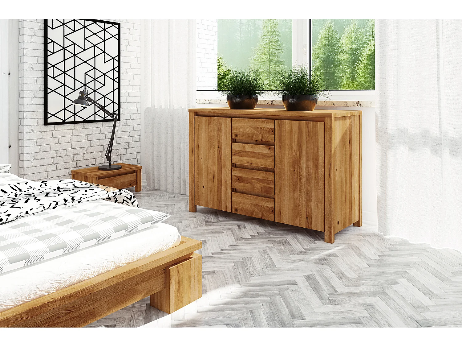 VINCI - Kommode 100% aus massivem Holz aus Wildeiche, naturgeölt