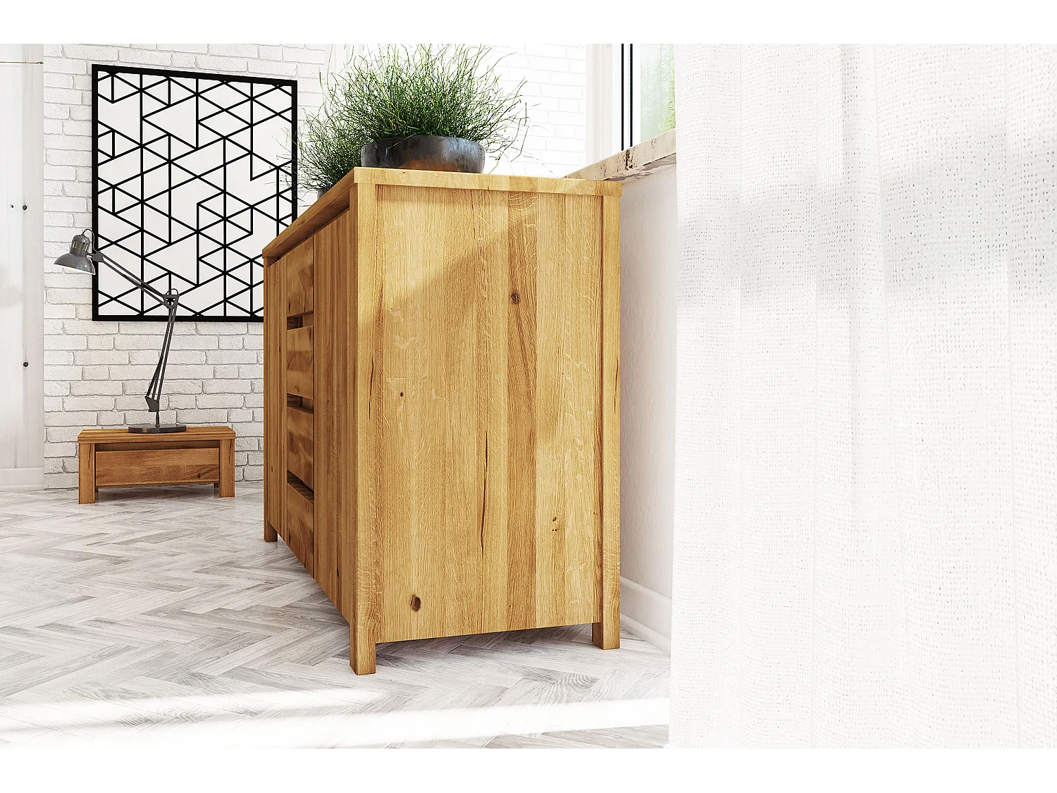 VINCI - Kommode 100% aus massivem Holz aus Wildeiche, naturgeölt