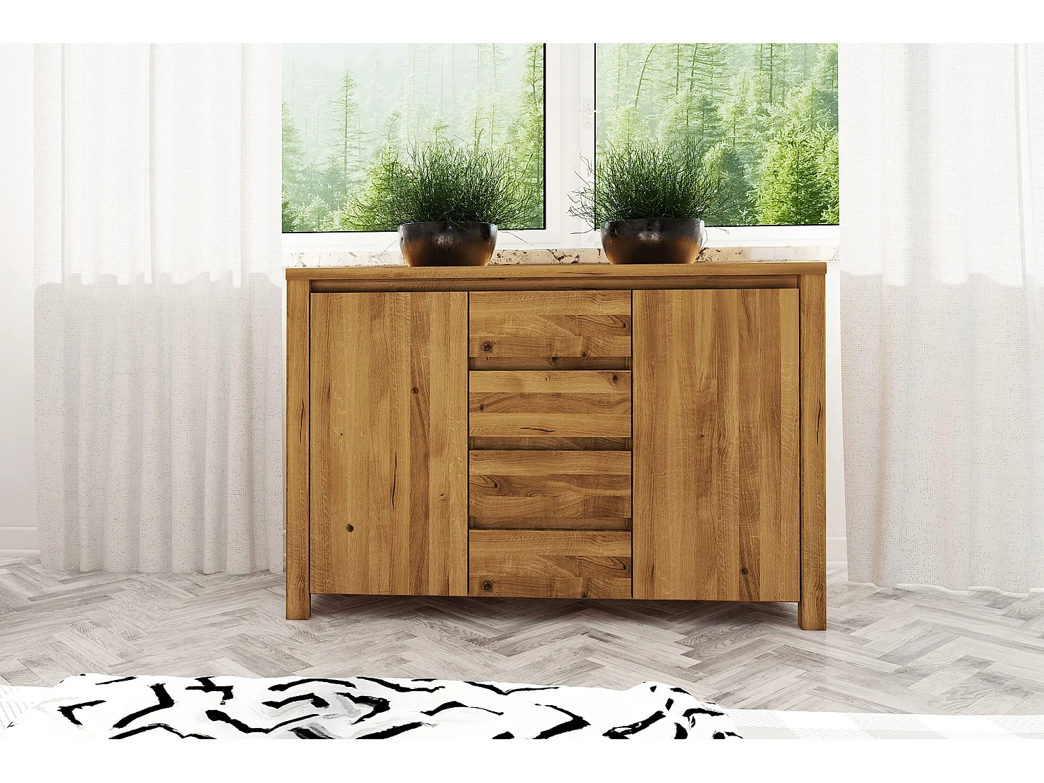 VINCI - Kommode 100% aus massivem Holz aus Wildeiche, naturgeölt