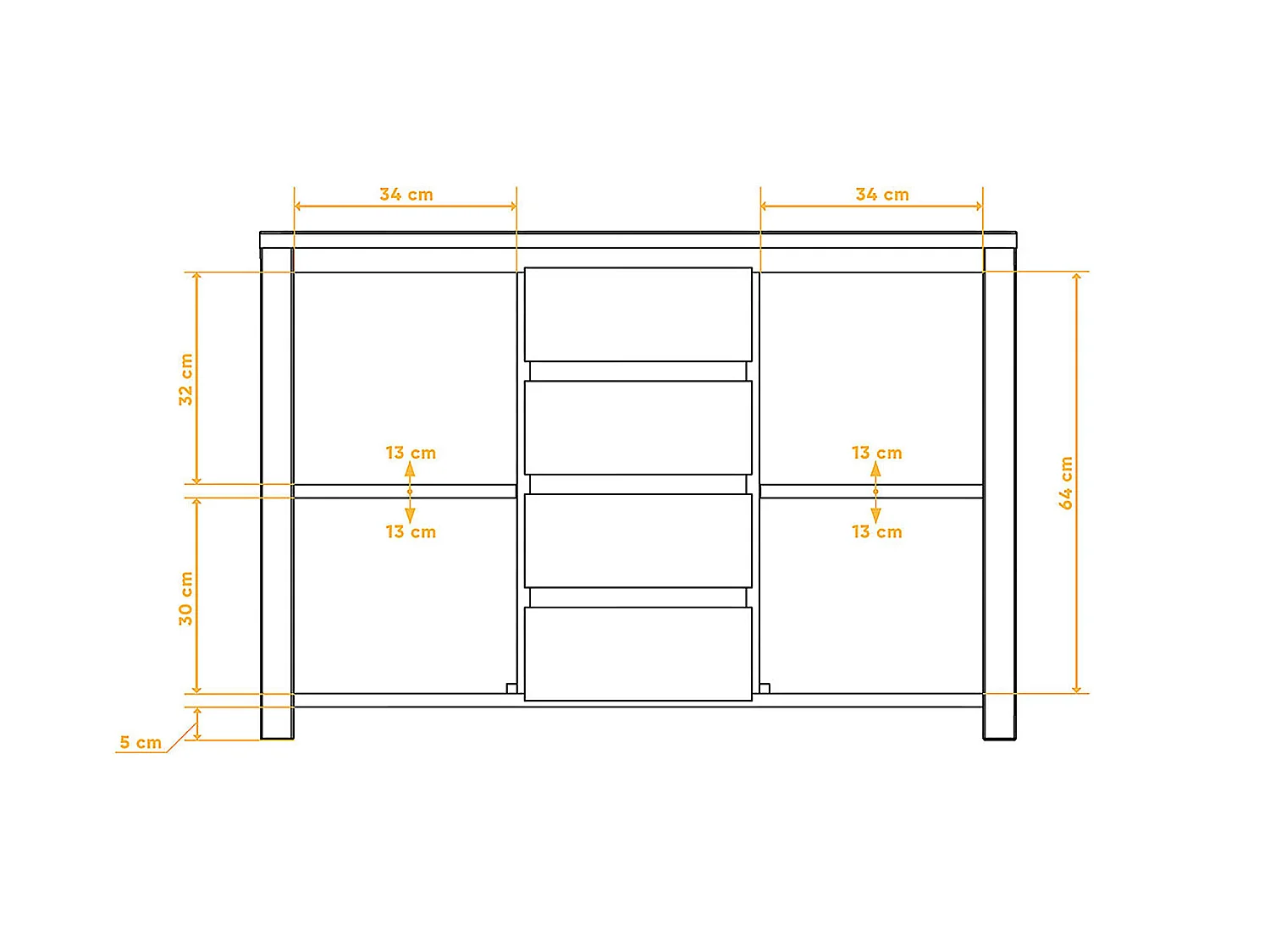 VINCI - Kommode 100% aus massivem Holz aus Wildeiche, naturgeölt