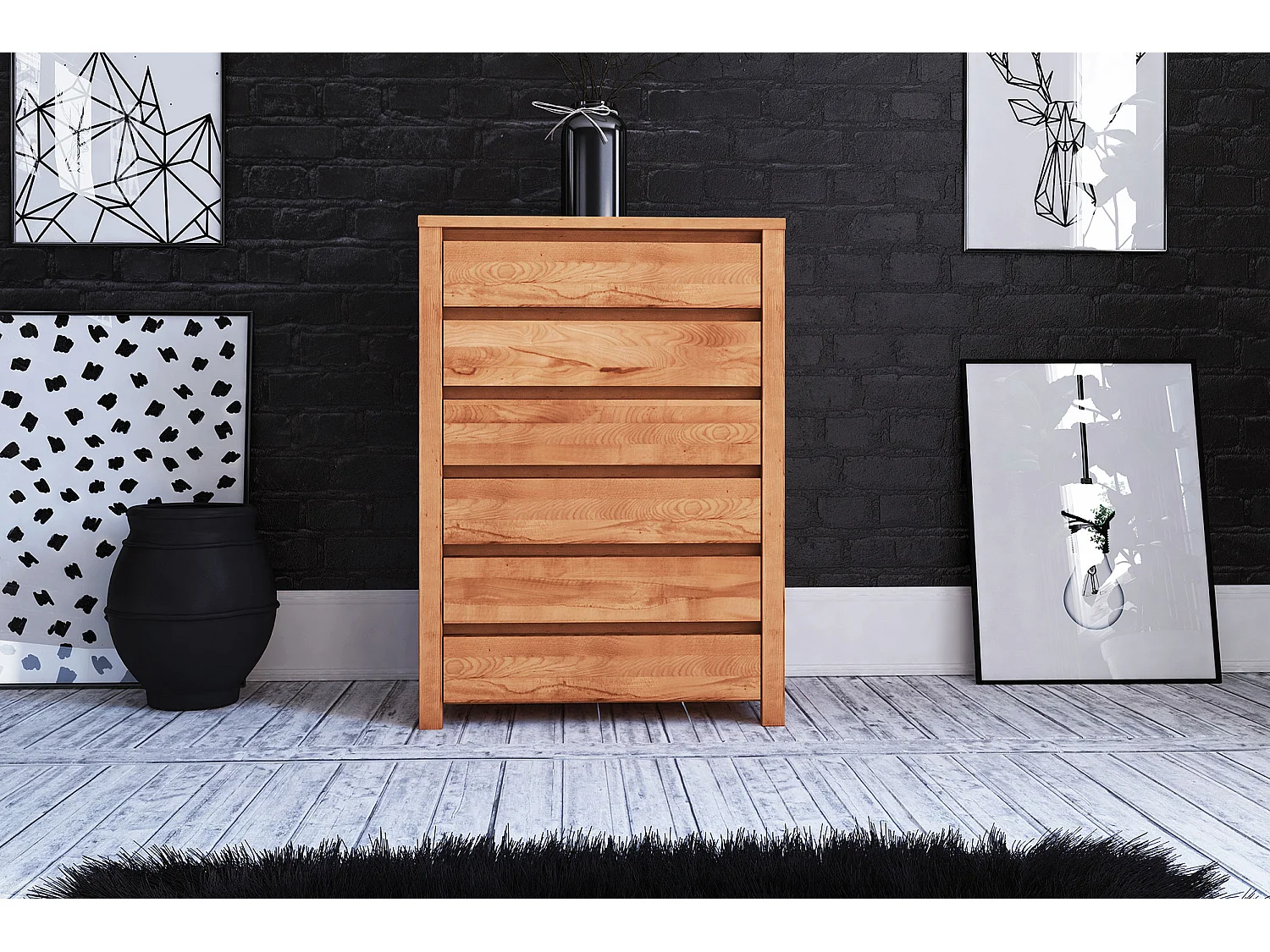 VINCI - Kommode 100% aus massivem Holz aus Kernbuche, naturgeölt