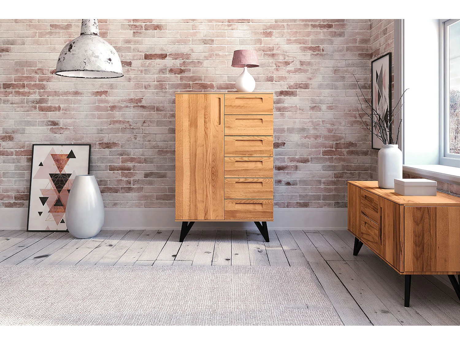 GOLO - Kommode 100% aus massivem Holz aus Kernbuche, naturgeölt