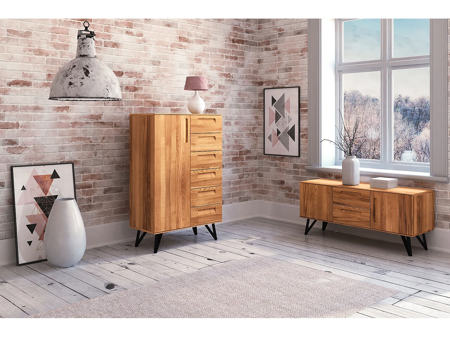 GOLO - Kommode 100% aus massivem Holz aus Kernbuche, naturgeölt