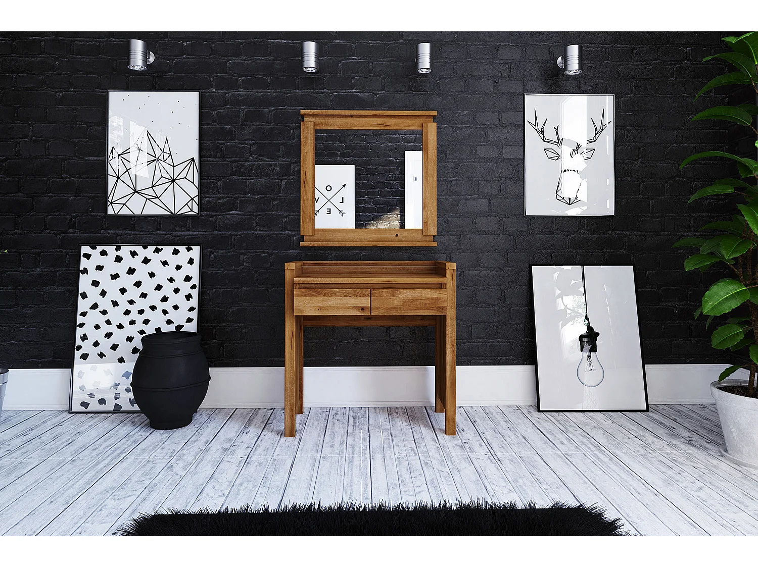 VINCI - Schminktisch aus Wildeiche, naturgeölt