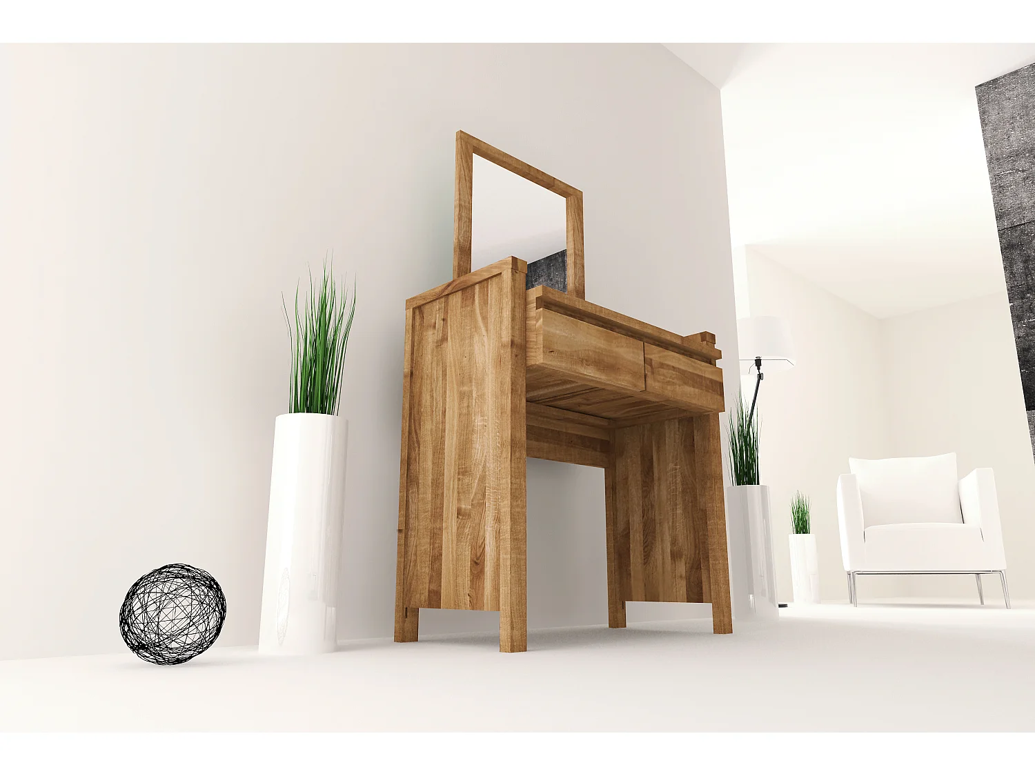 VINCI - Schminktisch aus Wildeiche, naturgeölt