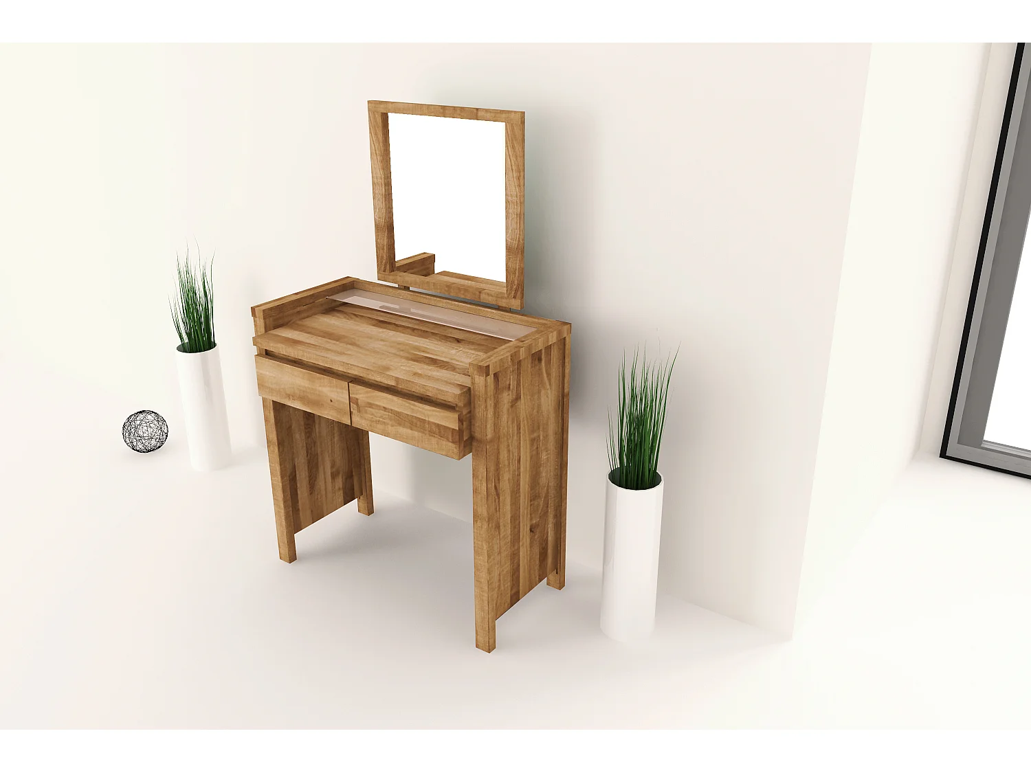 VINCI - Schminktisch aus Wildeiche, naturgeölt