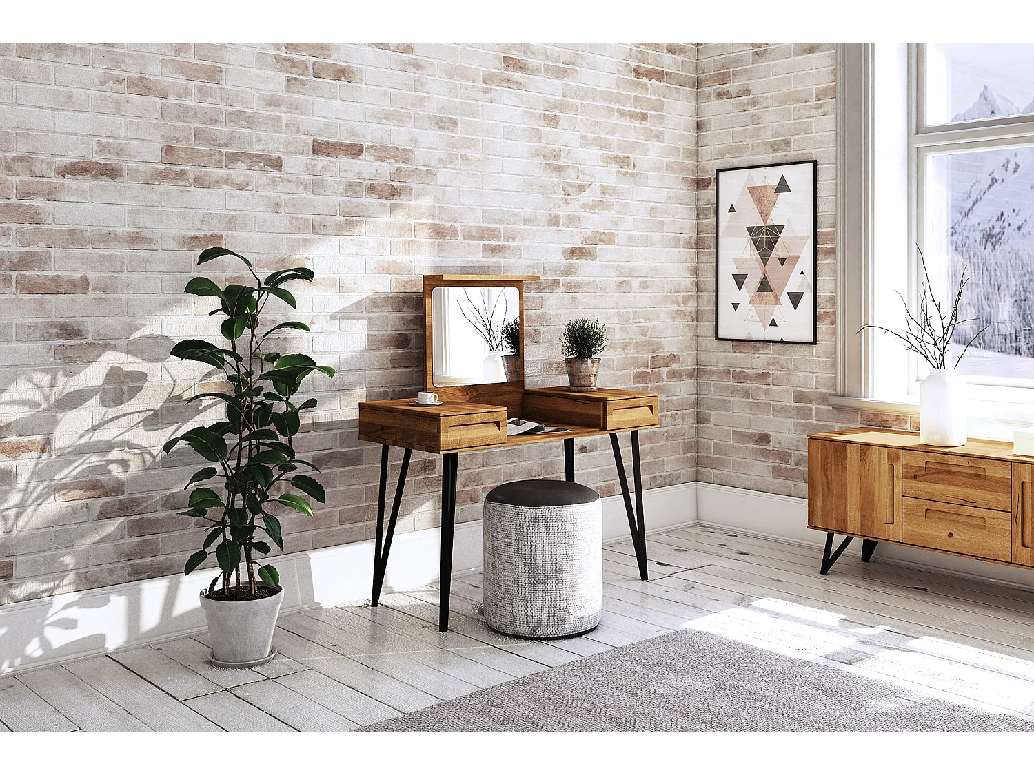 GOLO - Schminktisch aus Wildeiche, naturgeölt