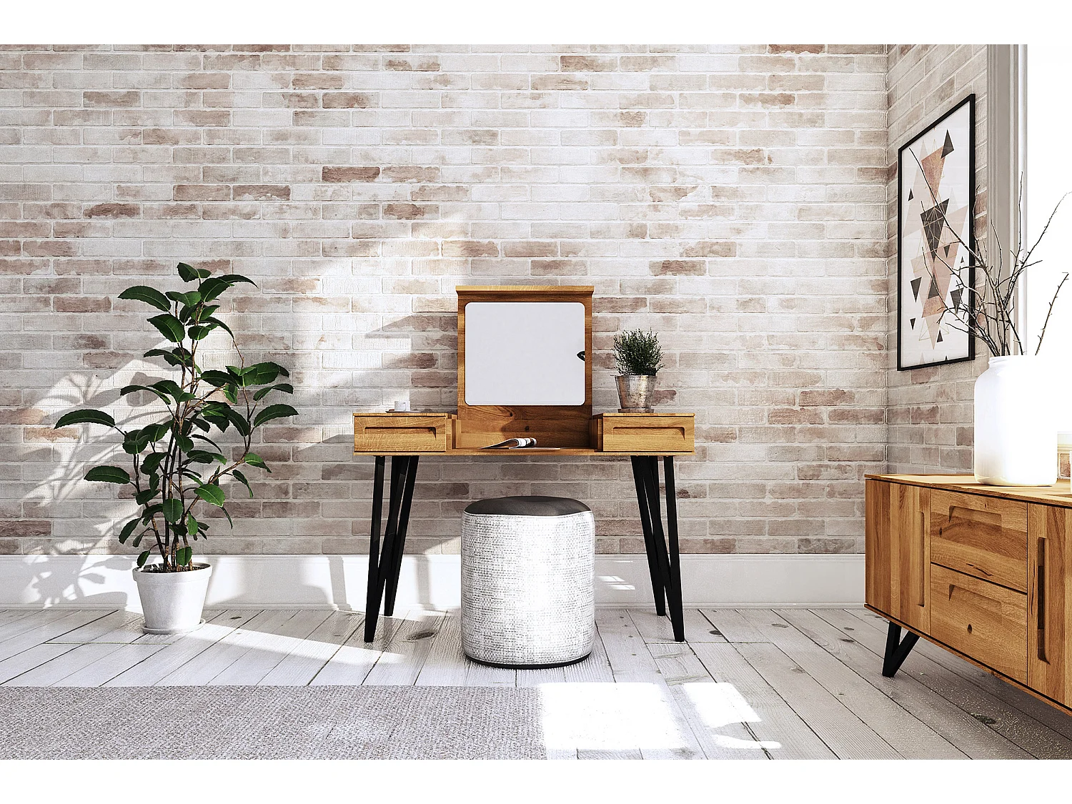 GOLO - Schminktisch aus Wildeiche, naturgeölt