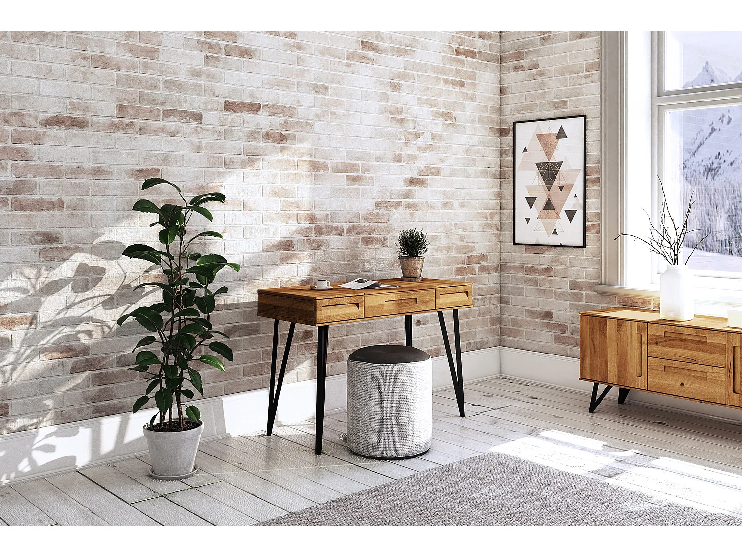 GOLO - Schminktisch aus Wildeiche, naturgeölt