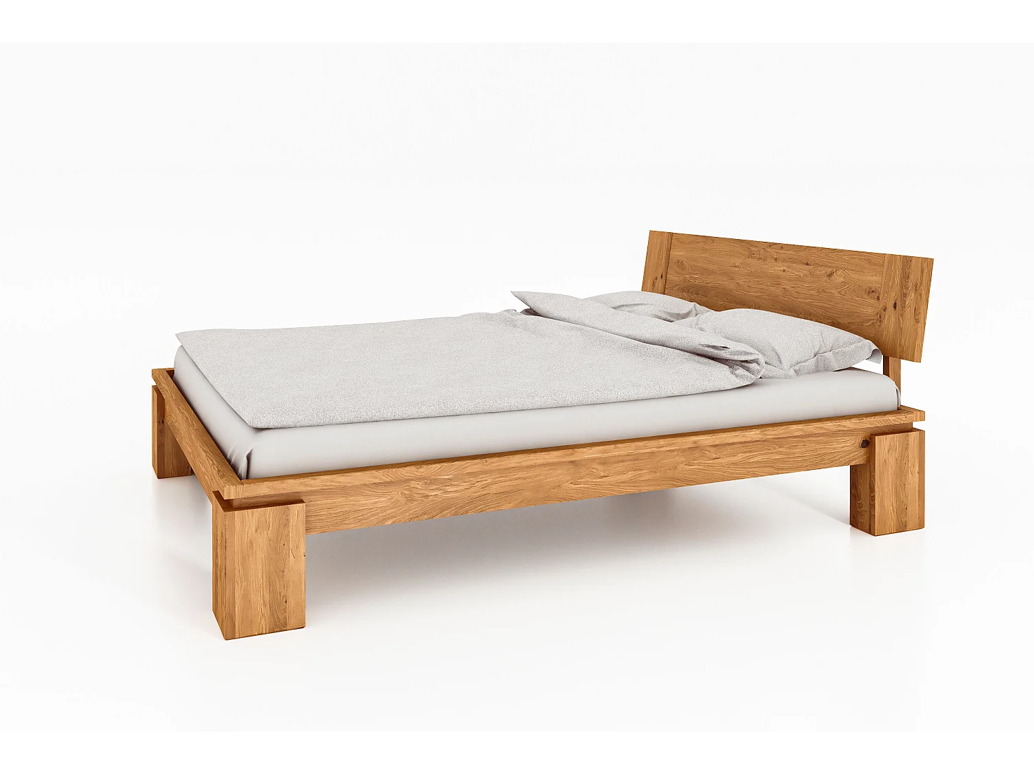 VINCI - Bettgestell mit Holzkopfteil 140 x 200 aus Wildeiche, naturgeölt