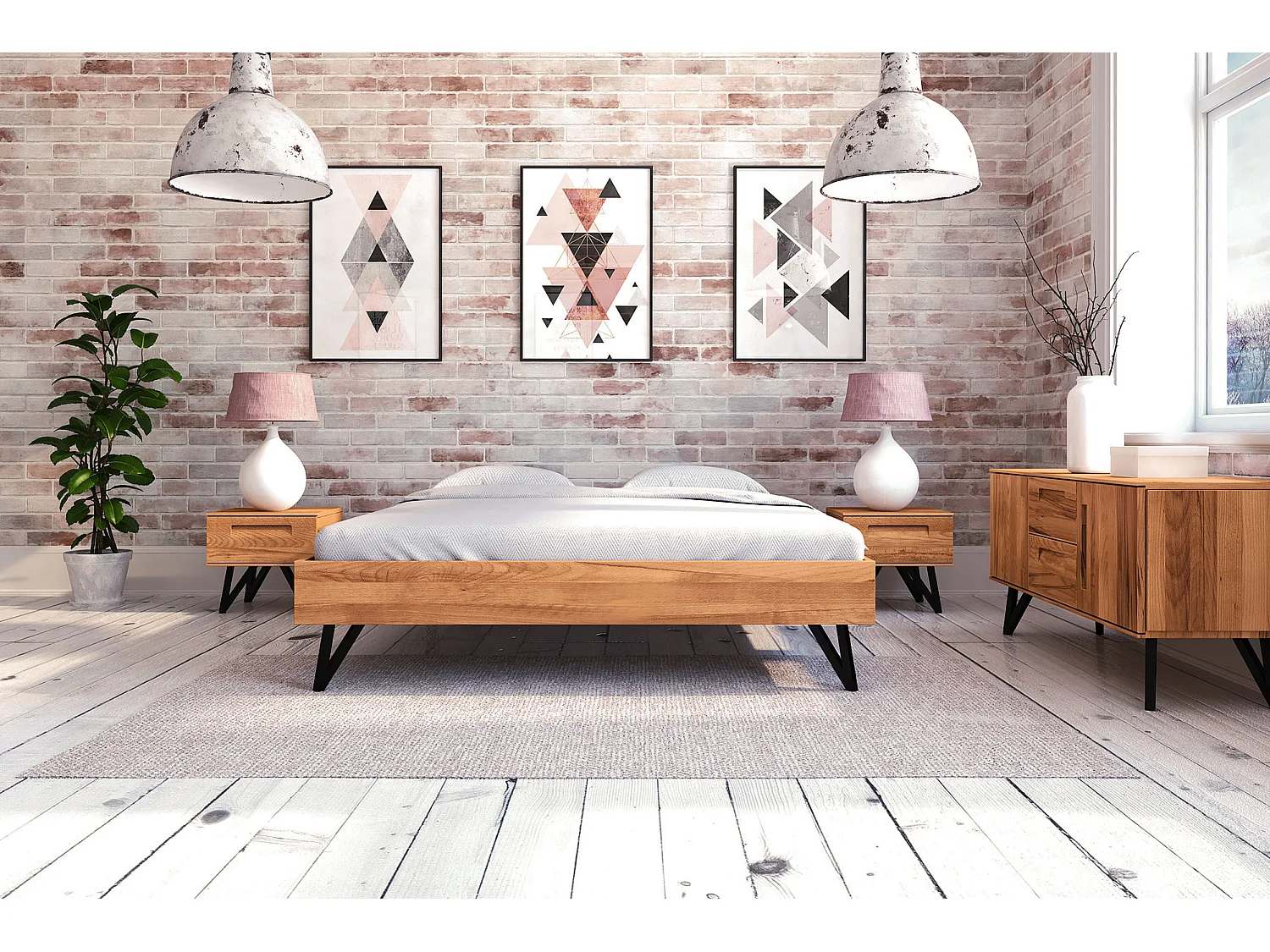 GOLO - Bettgestell 160 x 200 aus Kernbuche naturgeölt